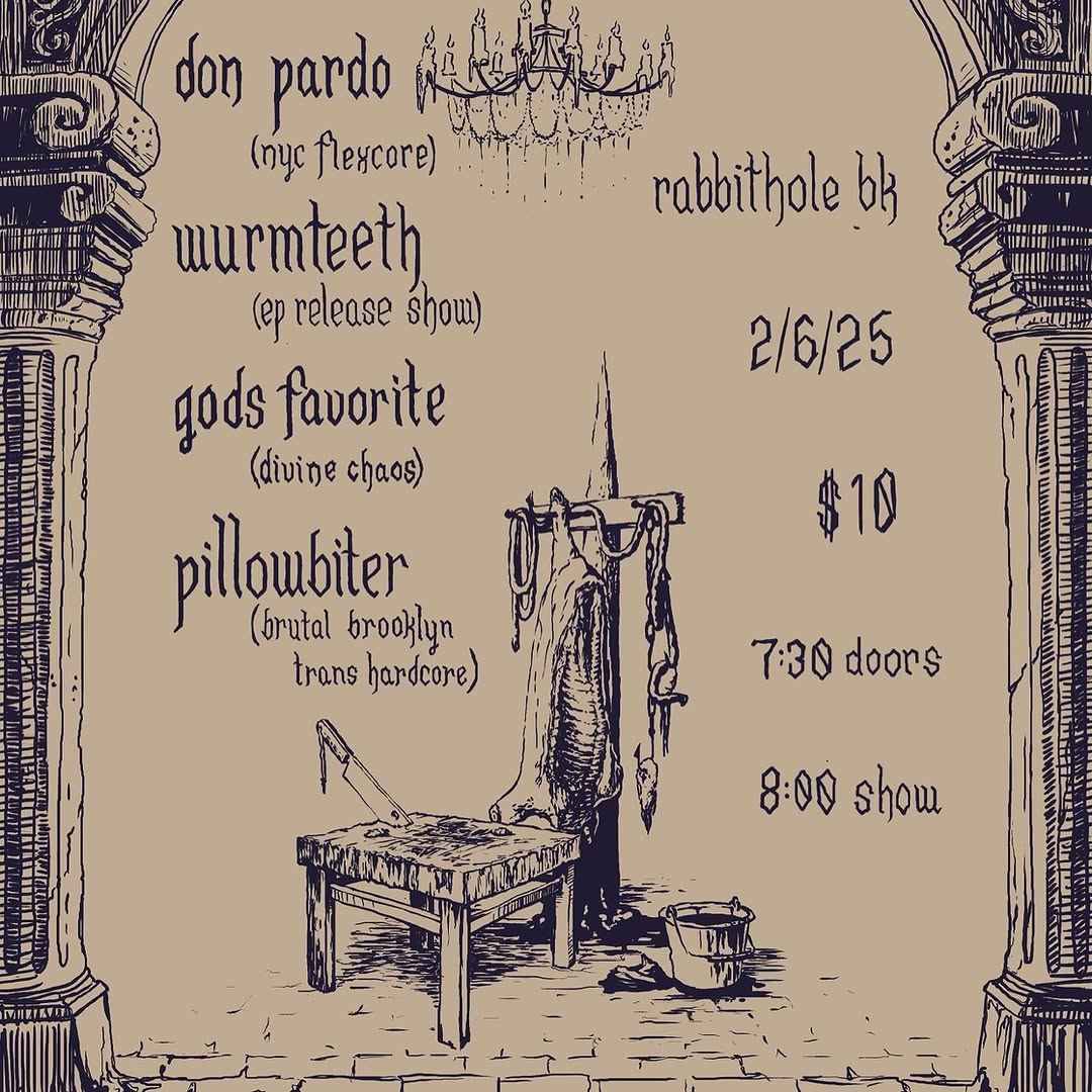 Event cover for Don Pardo, Wurmteeth, Gods Favorite, and Pillowbiter