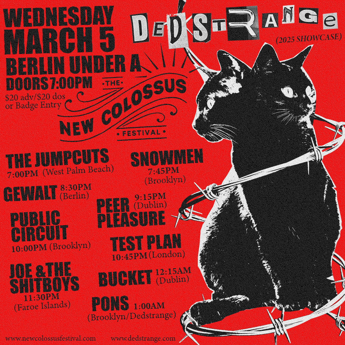 Event cover for Dedstrange Party ft. The Jumpcuts, Snowmen, Gewalt, Public Circuit, Peer Pleasure, Test Plan, Joe & The Shitboys, Bucket, and Pons