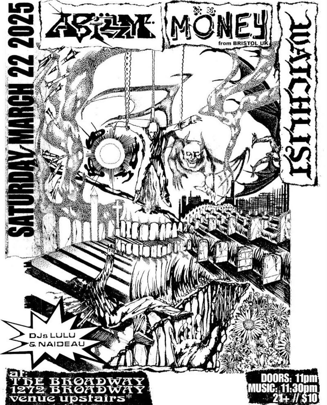 Event cover for Möney, Abism, and Watchlist