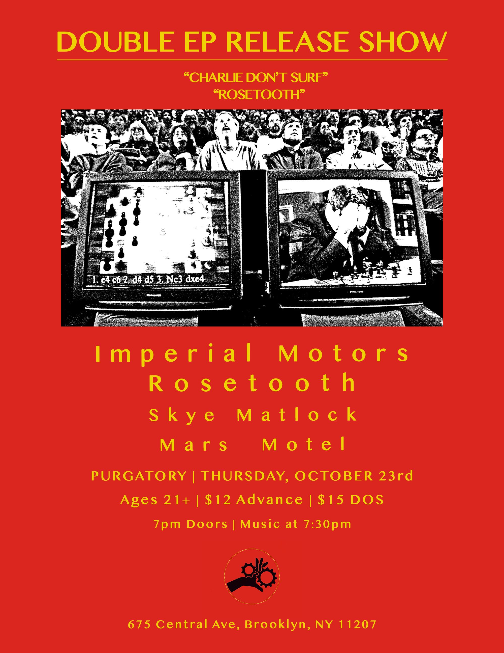 Event cover for Imperial Motors, Rosetooth, Skye Matlock, and Mars Motel